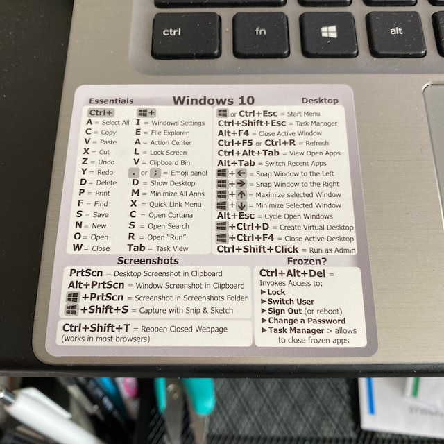 SYNERLOGIC Pegatina de vinilo de acceso directo con teclado de referencia  para PC, laminado, adhesivo sin residuos, para cualquier PC portátil o