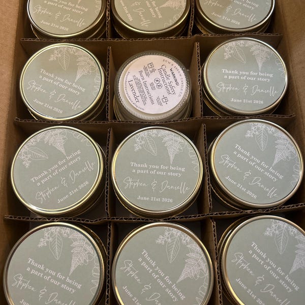 Bulk Set of Customized Favor Candles | Personalized Candle Favors for ...