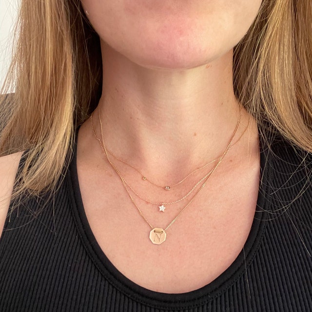 Diamond Necklace / Star Charm Necklace / Tiny Star Diamond