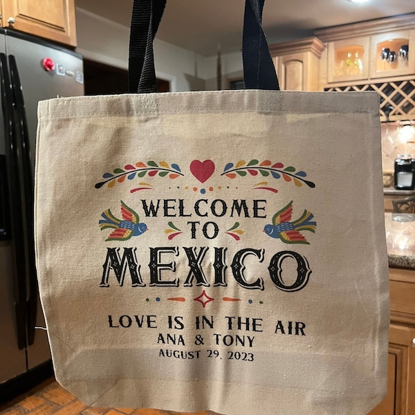 Welcome to Mexico Wedding Tote Bag, Custom Mexico Favor Bag, Birthday ...