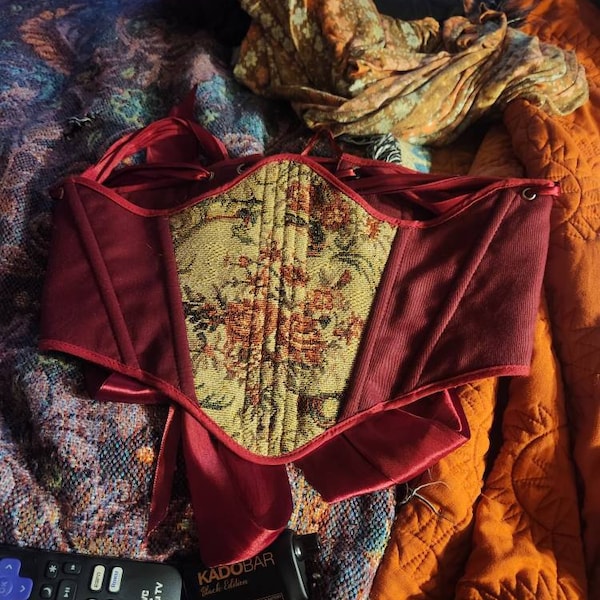 Embroidered Underbust Corset, Celestial Corset Belt, Goth Corset Top ...