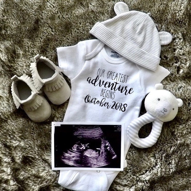 our greatest adventure begins onesie