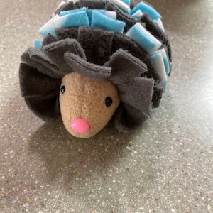 Stuffed Bonding Therapy Toy Green and Black Flower Print Fleece Snuggle Buddy Hedgehog for Sugar Gliders Small Pets