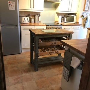 Rustic Kitchen Island With Vintage Trays | Etsy UK