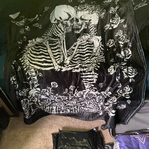 Skull Thin Blanket dahlia and Skull Blanket-gothic Vampire Blanket-dark ...