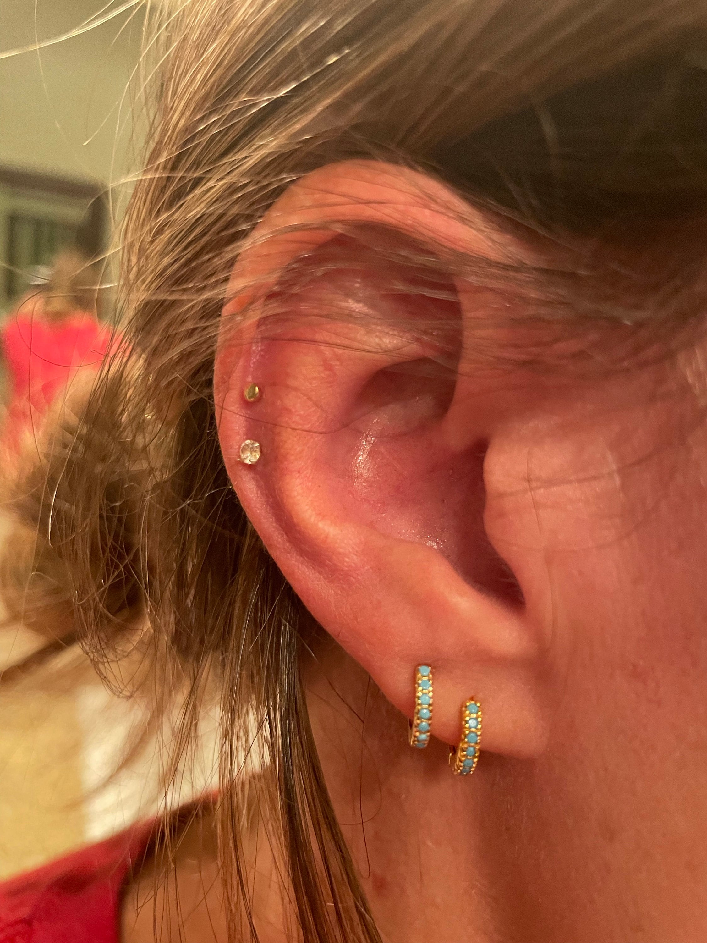 Turquoise Huggie Earrings • Small Hoop Earrings • Perfect Boho Gemstone Earrings • Summer Earrings • Birthday Gift for Her • ER144