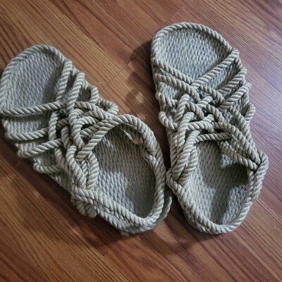Womens Handmade Rope Sandals Toe Ring Sandals Barefoot Hippie Sandals ...