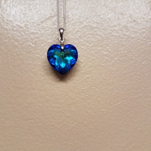 Details about / Bermuda Blue Crystal Pendant 14kt Gold Filled Necklace Women Birthday Gift Boxed