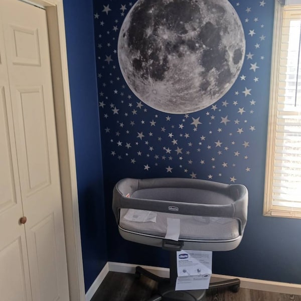 Moon and Stars Fabric Wall Decal for Baby Nursery and Children's Rooms ...