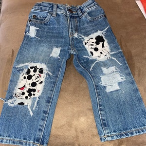 Boys Distressed Mickey Mouse Patch Jeans – Birthday Outfit Apparel