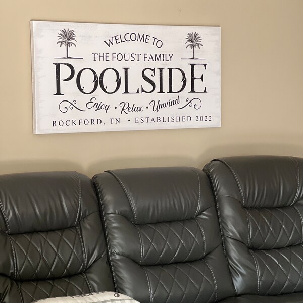 Custom Poolside Sign Family Name Sign Outdoor Wall Decor Backyard Pool ...