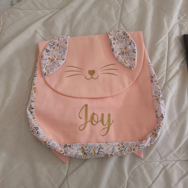 Sac à Dos Personnalisable Enfant Avec Nom Brodé - Petit Cartable Maternelle En Velours Côtelé, Forme Ourson Mignon - 5