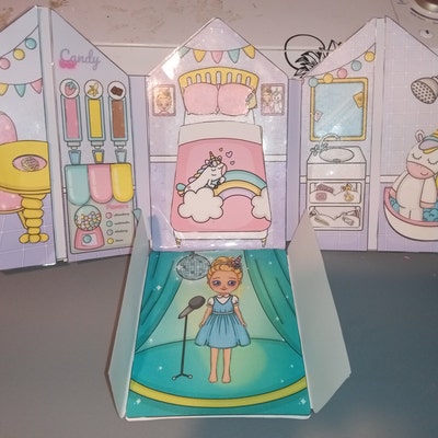 Printable DIY Project for Kids Unicorn Dollhouse, Paper Dolls ...