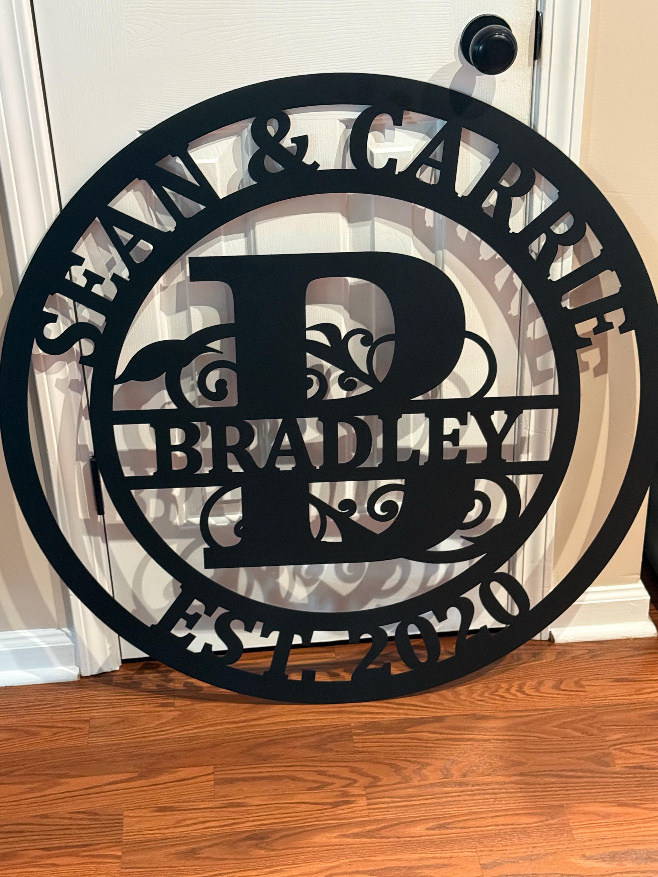 Custom metal monogram, personalized Family Name Metal Sign, Last Name Sign, Initial, Metal Monogram,  Housewarming Gift, Wedding Anniversary