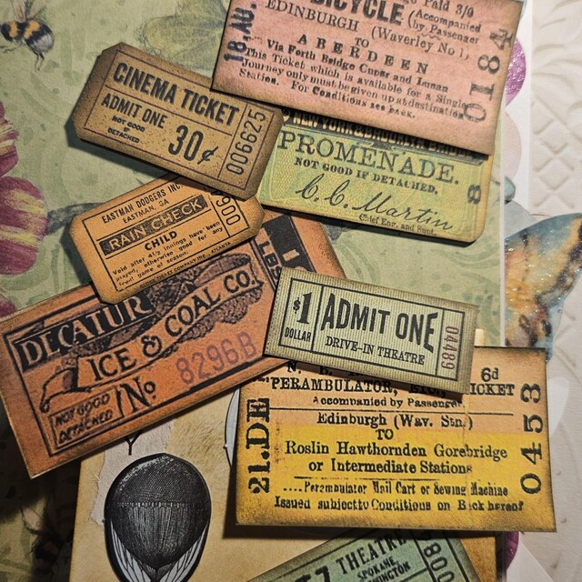Vintage Tickets, Pack 1 Digital Junk Journal and Scrapbook