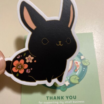 Vinyl Sticker Black Rabbit - Etsy