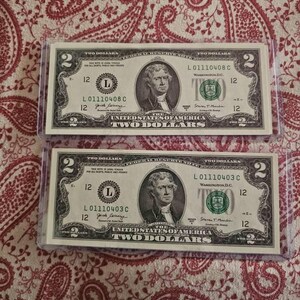 2017 Two Dollar Bills Series A, Lot of (5), Consecutive Serial #'s