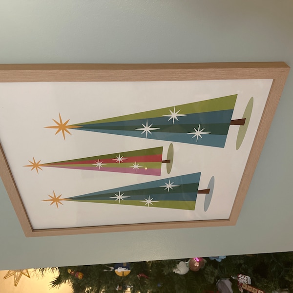 Mid Century Modern Christmas Wall Art, Vintage Christmas Tree, Retro ...