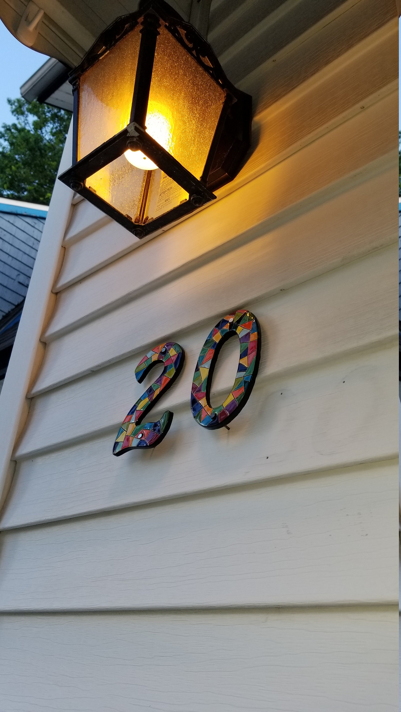Ceramic numeral with mosaic ornaments, custom numbers wall decor, house numbers, anniversary numbers, ceramic art, tile wall hanging