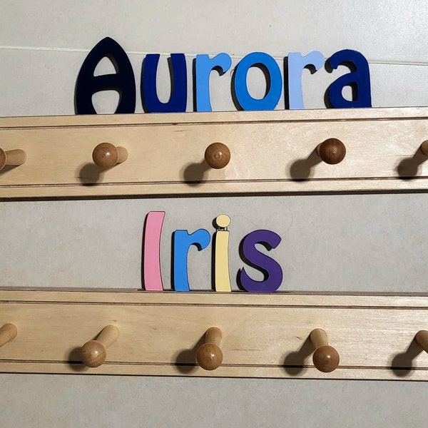 Colorful Kids Coat Rack With Personalized Name - Fast Delivery - Etsy