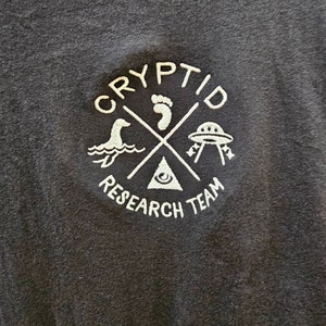 Cryptid Research Team Embroidered Tee Bigfoot Shirt Loch Ness Monster ...