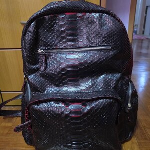 Luxury Genuine Python Snakeskin Backpack: Handmade Real Leather