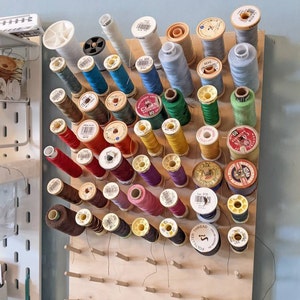 Thread Storage Wall Organiser Birch Plywood Spool Rack Sewing Room
