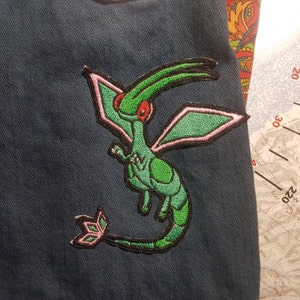 Flygon Iron on Patch Shiny Metallic Embroidered. Pokemon 