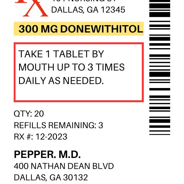 Fun Rx Label Novelty Prescription Label Template | Editable Fun Pill Bottle Label ...