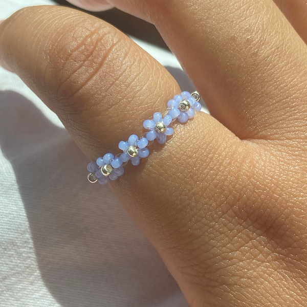 Beaded Flower Rings, Stackable Rings - Etsy