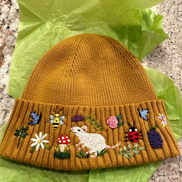 Custom Floral Embroidered Beanie - Etsy