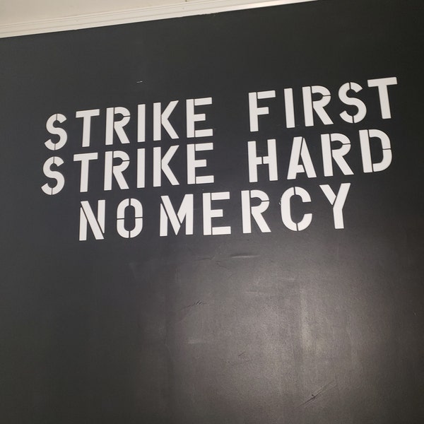 Cobra Kai Strike First Strike Hard No Mercy Wall Decal Sticker Stencil