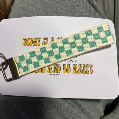 Checkerboard Pattern Keychain Wristlet / Key Fob / Checker Print ...