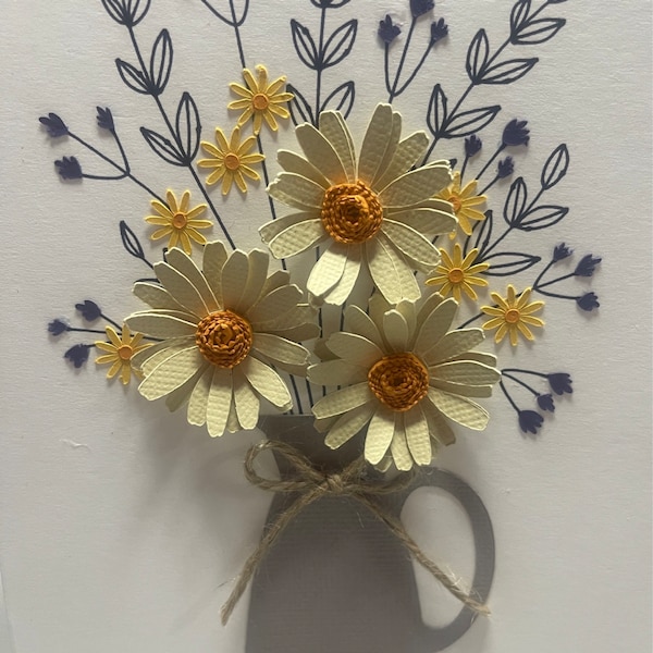 3D Flower Card, Daisy Greeting Card SVG Template for Cricut and ...