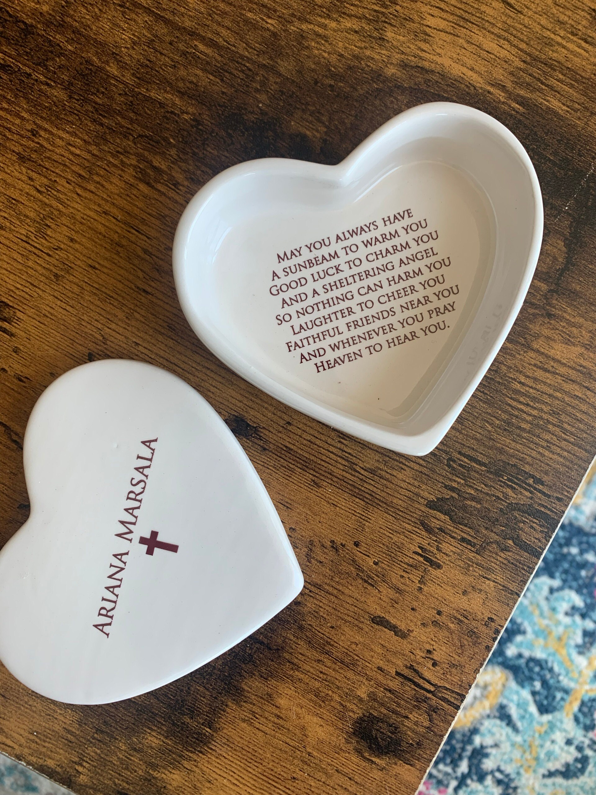 Personalized Baptism Gift, First Communion Gift, Confirmation Gift, Godchild Gift, Goddaughter Gift -With Irish Blessing -Heart Keepsake Box