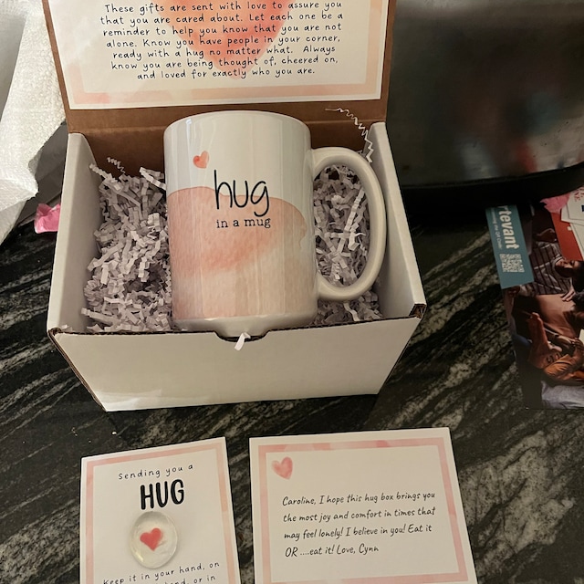 Sending You a HUG Box, Mug gift set, Comforting gift, Uplifting gift,  Encouraging gift for her, Anxiety gift, Pocket hug