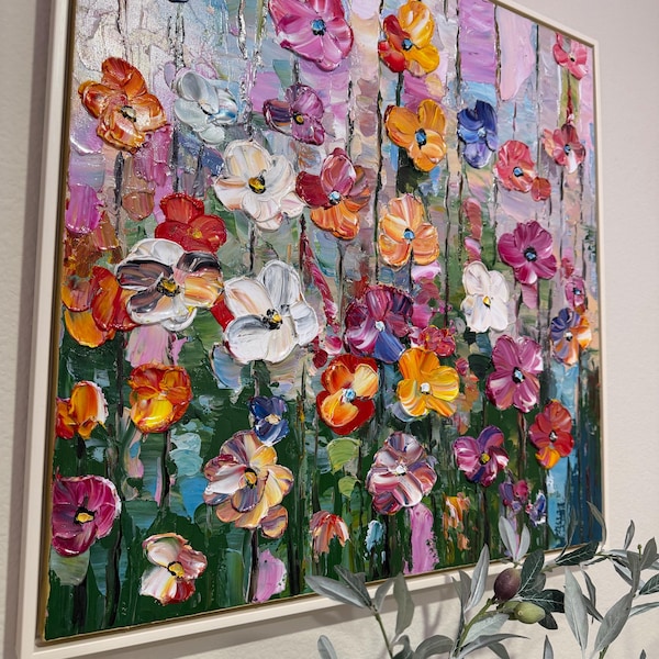 Large Poppy Flowers Original Oil Painting: Textured Floral Wall Art - Etsy