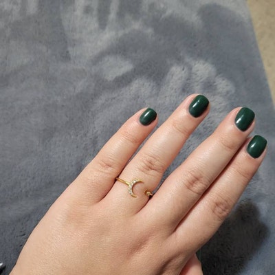 Crescent Moon Ring, Dainty Moon Ring, Adjustable Ring, Minimalist Moon ...