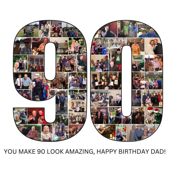 Custom 90th Photo Collage Template Personalized 90 Birthday Gift for ...