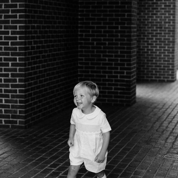Boys Smocked Shortall - White