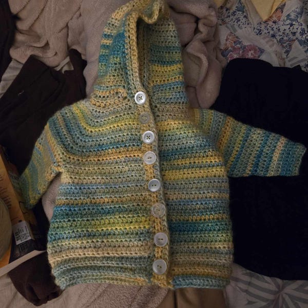 Datte Patterns CROCHET Pattern-the Datte' Cardigan 1/2, 3/4, 5/6, 7/8, 9/10, 11/13, 14 ...