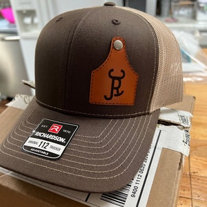 Custom Richardson 112 Laser Engraved Leather Patch Hat Logo Cattle Ear ...