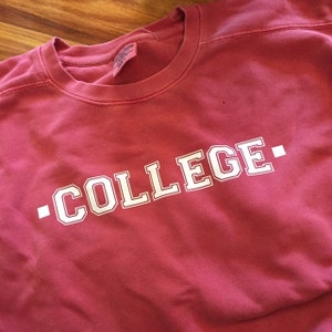 COLLEGE Comfort Colors Sweatshirt | Etsy