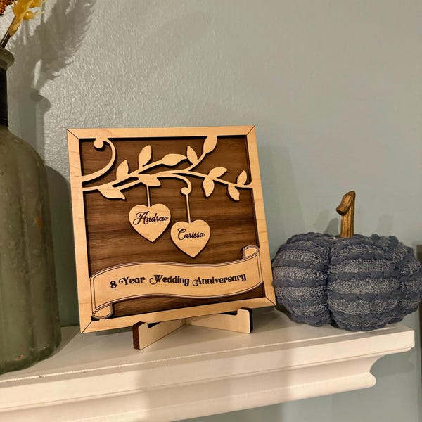 Personalized Couple Wooden Sign - Anniversary Gift Idea For Couple/Him/Her - Hubby Loves Wifey main image 1