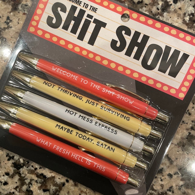 5Pcs MAMA Customer Service Pens Push Type Shit-show Pens Plastic