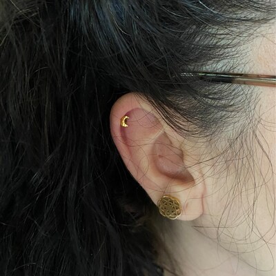 6 Pc 2Mm Clear Cz Push In Stud Lip Labret Monroe Ear Cartilage - Foto 5