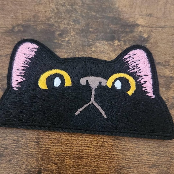 Black Cat Patch, Cute, Iron on Patch, Embroidered Patch, Funny Patch ...