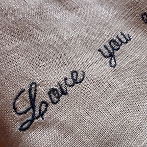Set of 2 Personalized Linen Pillowcases, Embroidered with Your Text, Romantic Couple Gift, Anniversary, Wedding, Unique Valentines Day gift