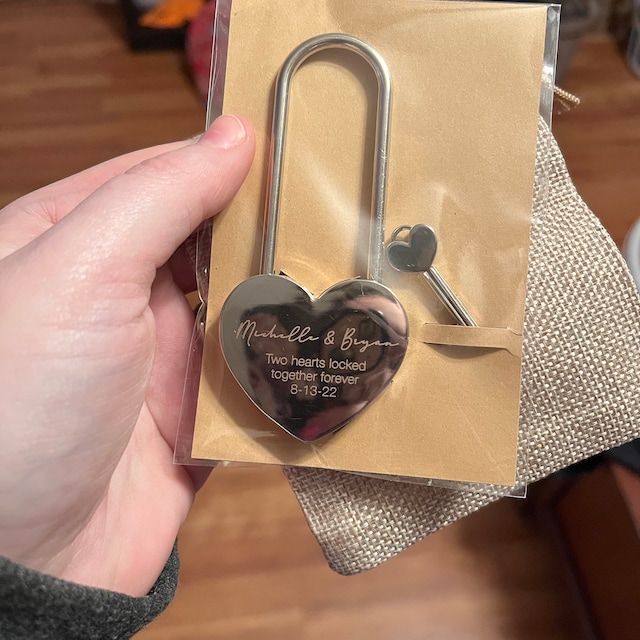 Engraved Heart Love Lock With Key Travel Bridge Love Locks 