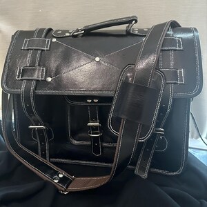 Retro Black Leather 18-inch Laptop Messenger Bag Backpack - Etsy